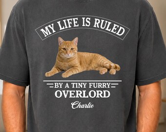 Custom Cat Shirt with Cat Photo, Personalized Pet Name Shirt, Cat Owner Gift, Father's Day Gift for Dad, Gift for Cat Lover, Cat-Dog Dad