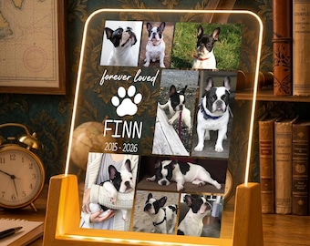 Personalized French Bulldog Memorial LED Night Light, Frenchie Lover Night Light Gift, Dog Cat Loss Gift Pet Memorial Plaque