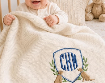 Custom Labrador Retriever Baby Blanket, Personalized Lab Nursery Knit Newborn Gift, Gift For Baby, Nursery Keepsake, Newborn Gift