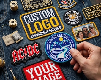 Custom Embroidered Patches, Logo, Photo, Text, Personalized Shape (Iron On, Sew On, Hook & Loop)
