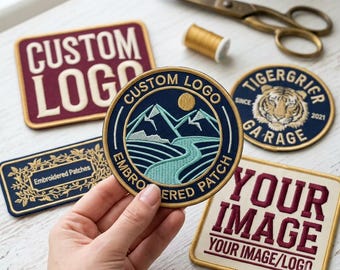 Custom Embroidered Patches, Logo, Photo, Text, Personalized Shape (Iron On, Sew On, Hook & Loop)