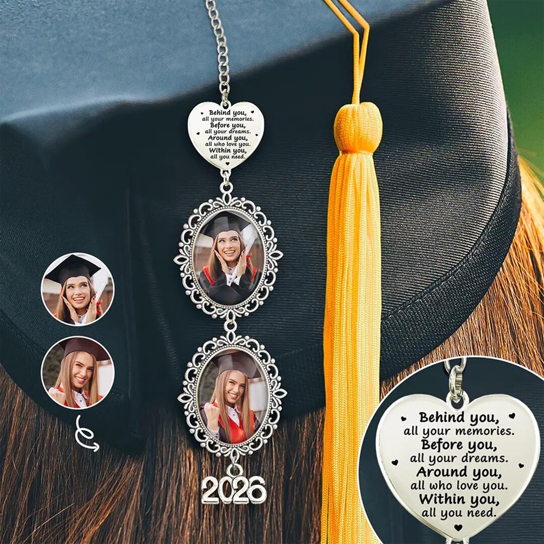 Custom Photo Graduation Cap Charm With Angel Wing Pendant, Class of ...