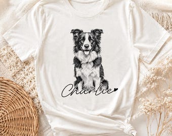 Personalized Pet Portrait Shirt, Custom Photo Dog T-Shirt, Dog Cat Lover Gifts