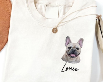 Personalized Pet Portrait Shirt, Custom Photo Dog T-Shirt, Dog Cat Lover Gifts