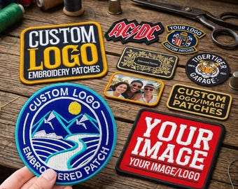 Custom Embroidered Patches, Logo, Photo, Text, Personalized Shape (Iron On, Sew On, Hook & Loop)