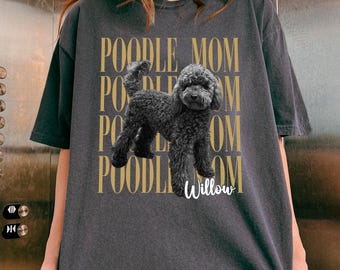 Camiseta personalizada con foto de caniche, regalo para mamás perrunas, camiseta para amantes de los caniches, foto de perro vintage de los 90, regalo para mamás perrunas, el mejor regalo para papás