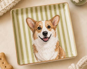 Custom Pet Portrait Ring Dish, Personalized Dog Cat Mom Jewelry Tray, Gift for Dog Lover