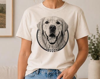 Personalized Pet Portrait Shirt, Custom Photo Dog T-Shirt, Dog Cat Lover Gifts