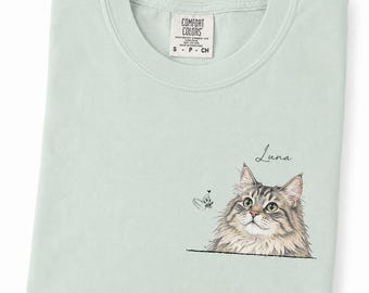 Personalized Pet Portrait Shirt, Custom Photo Cat T-Shirt, Dog Cat Lover Gifts