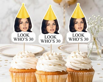 Custom Face Cupcake Toppers, Personalized 30th Birthday Photo Party Decor,  Head Cutouts for Birthdays, Happy Birthday Cupcakes