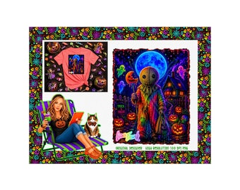 Póster de Neon Sam y Lisa Frank (PNG de alta resolución)