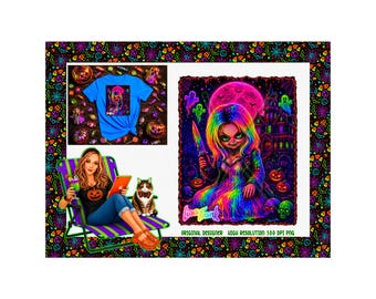 Póster neón de Tiffany y Lisa Frank (PNG de alta resolución)