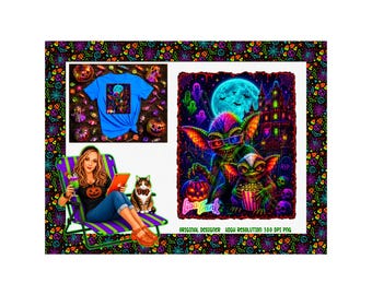 Póster de Neon Gremlins de Lisa Frank (PNG de alta resolución)
