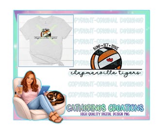 Chapmanville Tigers Voleibol Glitter (PNG de alta resolución)