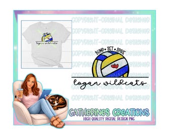 Logan Wildcats Voleibol con brillo (PNG de alta resolución)