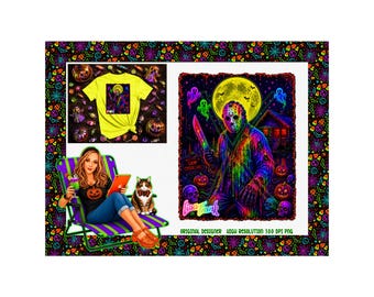Póster de Voorhees neón de Lisa Frank (PNG de alta resolución)