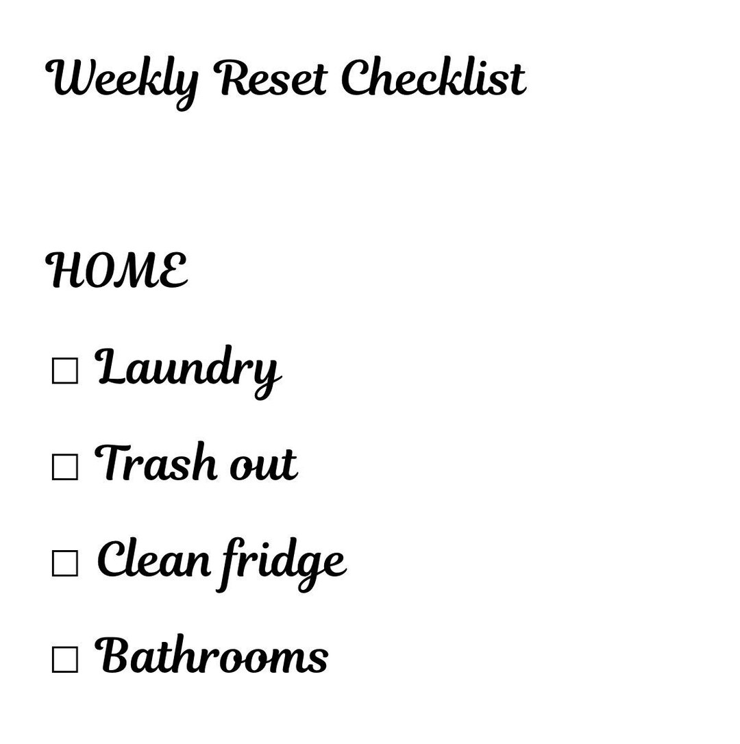 Weekly Reset Checklist Printable | Simple Weekly Planner | Instant ...