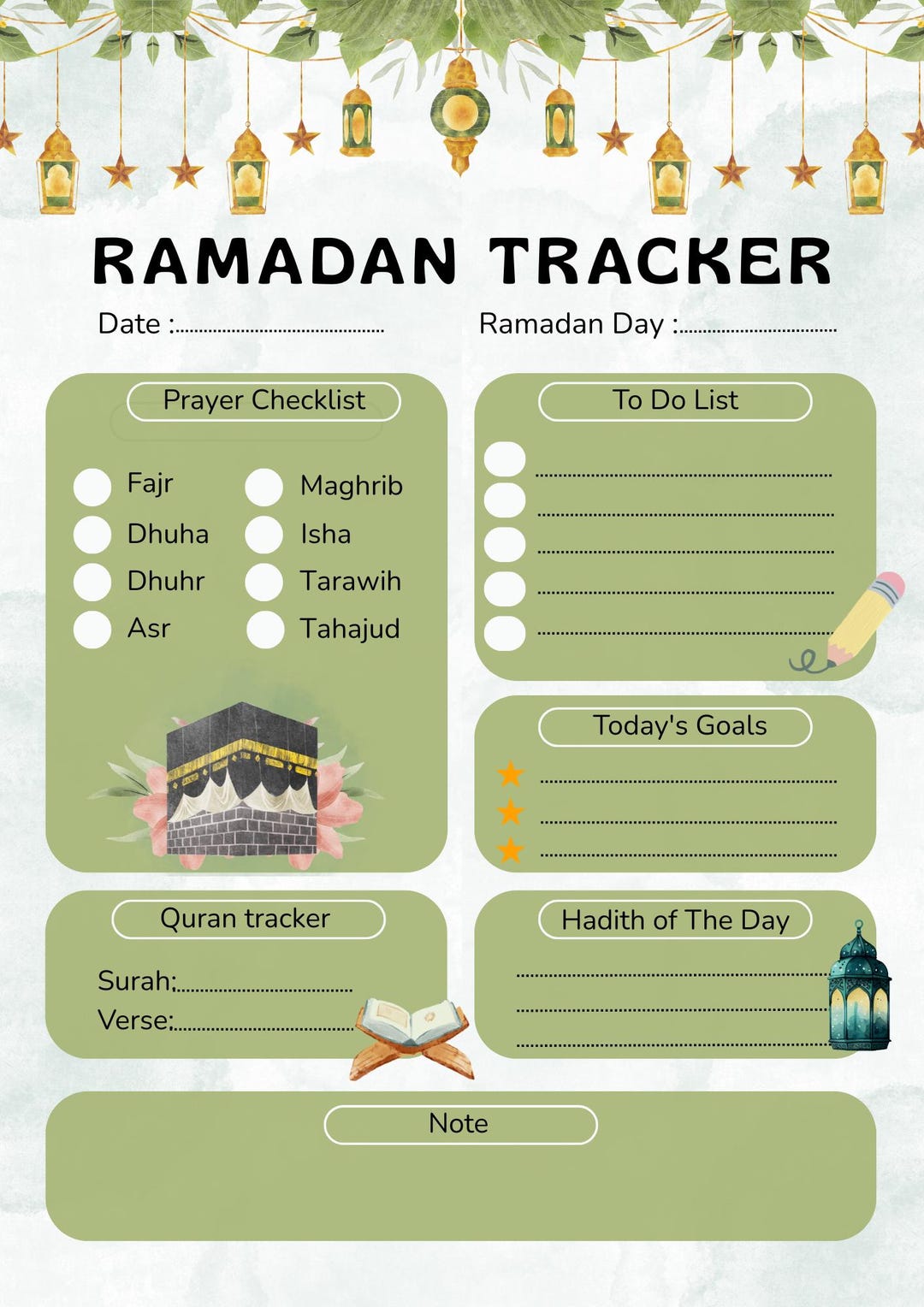 Ramadan 2026 Daily Planner | Prayer & Quran Tracker (PDF Printable) - Etsy