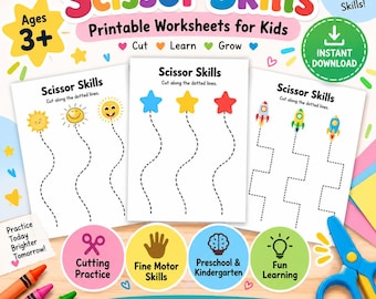 Toddler Scissor Skills Workbook Children | Ages 2-5 Paper Cutting Practice Activity Book For Kids