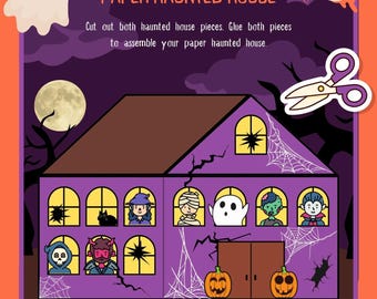 Halloween Paper Haunted House Craft | Cut-and-Paste Activity (PDF)