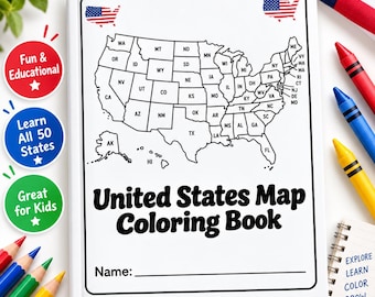 USA Map Coloring Book for Kids: Learn All 50 States (Printable PDF)