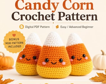 Candy Corn Crochet Pattern PDF, Easy Halloween Amigurumi, Fall Decor Digital Download