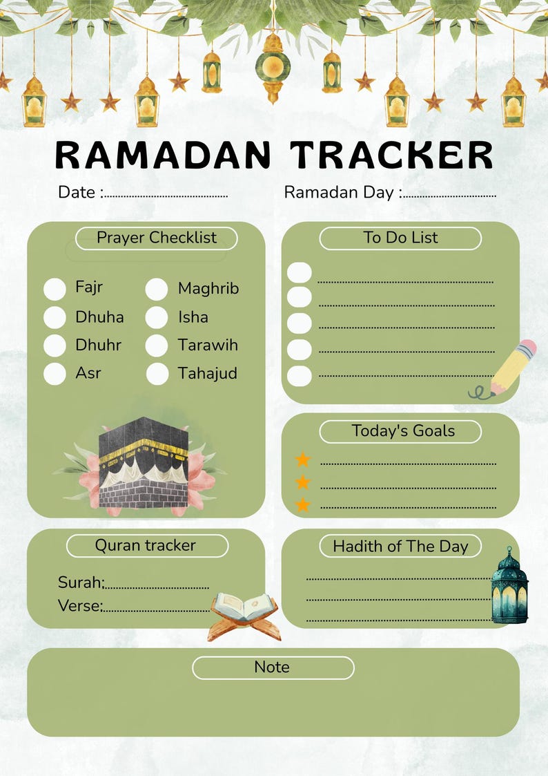 Ramadan 2026 Daily Planner | Prayer & Quran Tracker (PDF Printable) - Etsy