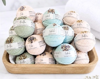 Badebomben-Set, Aromatherapie Ätherische Öle | Eukalyptus Minze, Bergamotte immergrüner Lavendel | Spa-Qualität in Handarbeit