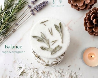 Evergreen Sage | Set of 3 Balance Aromatherapy Shower Steamers | Essential Oil Blend | Natural
