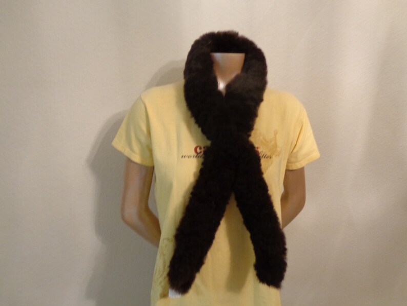 Sheepskin Scarf Brown Short Hair Etsy