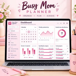 HTML Mom Life Organizer | Busy Mom Life Planner | HTML Mom Planner for Family, Meals, Budget & Habits | Mom Planner HTML