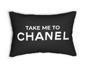 20X4 Take Me to Chanel Lumbar Pillow | Black Throw Pillow - Etsy