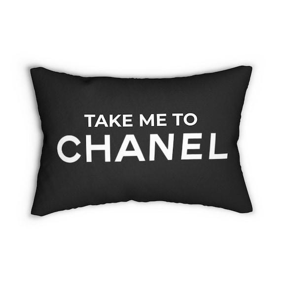 CHANEL クッションポーチ ブラック 約30cm x 20cm Take Me to Chanel Lumbar Pillow | Black Throw Pillow - Etsy