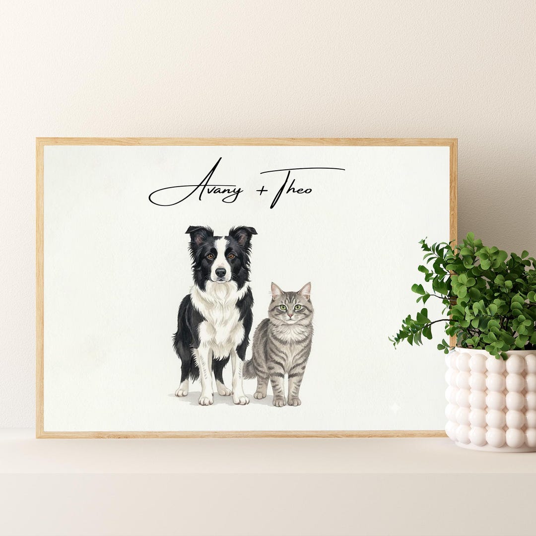 Personalized Pet Photo Wall Art Print, Custom Pet Portrait From Photo ...