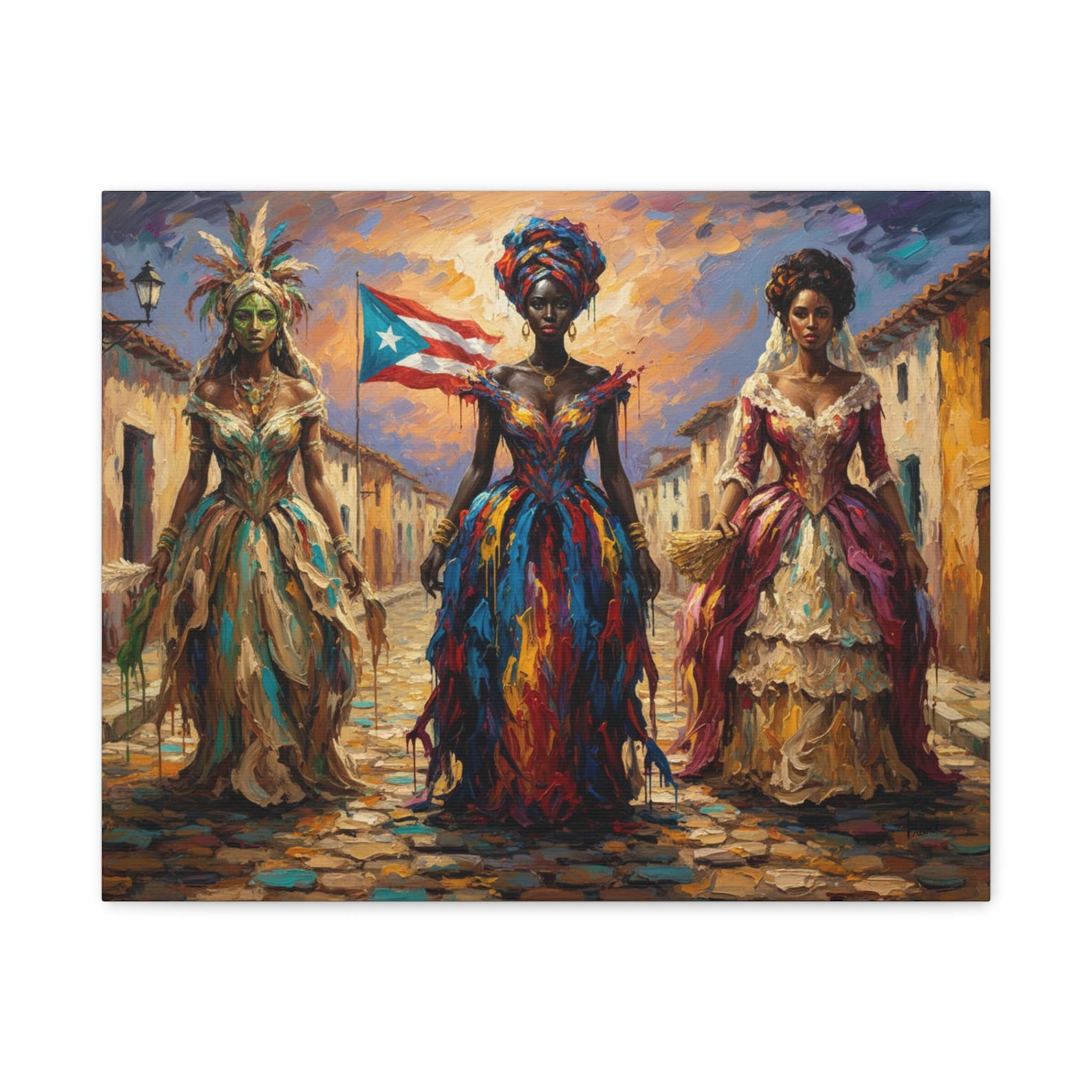 Three Roots of Puerto Rico Canvas Print Taino African Spanish Ancestry ...