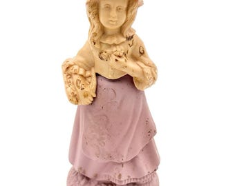 Vintage Avon Pink Girl Figural Parfüm Flasche leere schwere Färbung 6 ”