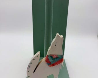 Southwestern Coyote Paper Towel Holder Wooden Kitchen Countertop Stand