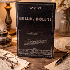 Partitura vintage de Broadway de Hello Dolly Chorus Partitura de Broadway de Tams Witmark, década de 1960