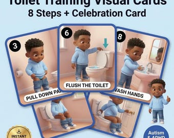 Toilet Training Visual Cards Boys | Autism Potty Steps | Printable Routine Download
