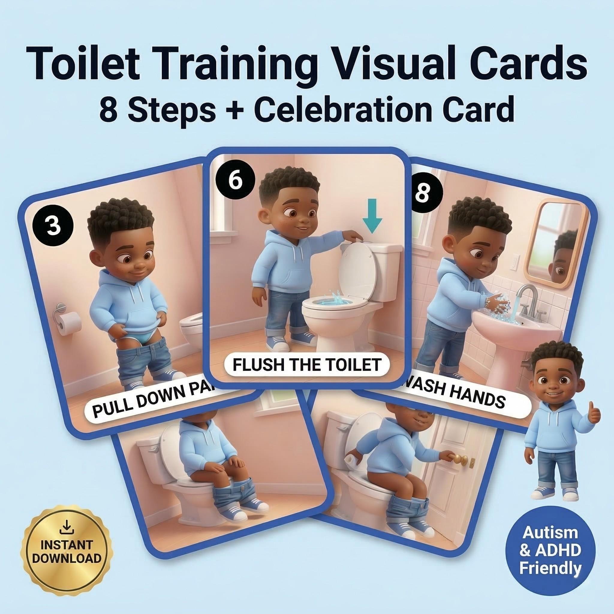 Toilet Training Visual Cards Boys | Autism Potty Steps | Printable ...