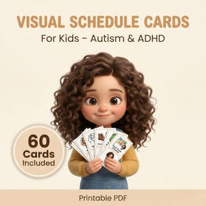 60 Visual Schedule Cards for Kids | Autism ADHD Daily Routine | Printable PDF