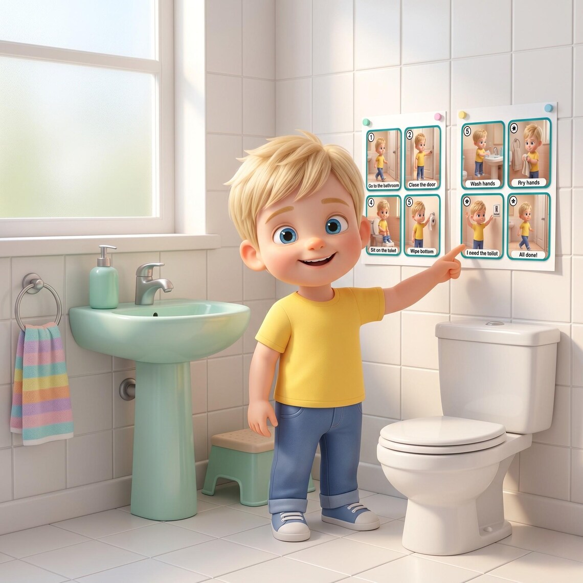 Toilet Training Visual Cards PRINTABLE | Step by Step Chart Boys ...