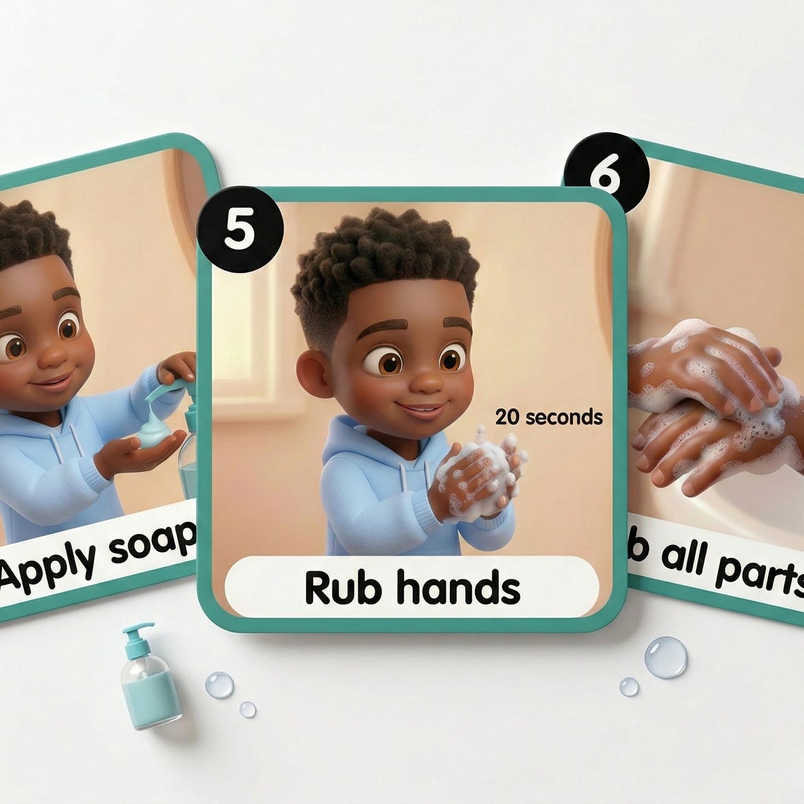 Wash Hands Visual Steps Boys Autism Printable Hygiene Routine Digital ...