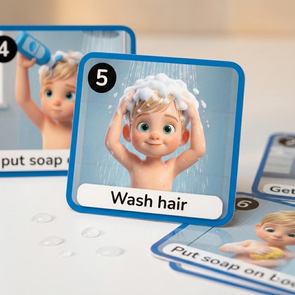 Take a Shower Visual Steps Boys Autism Printable Hygiene Routine ...