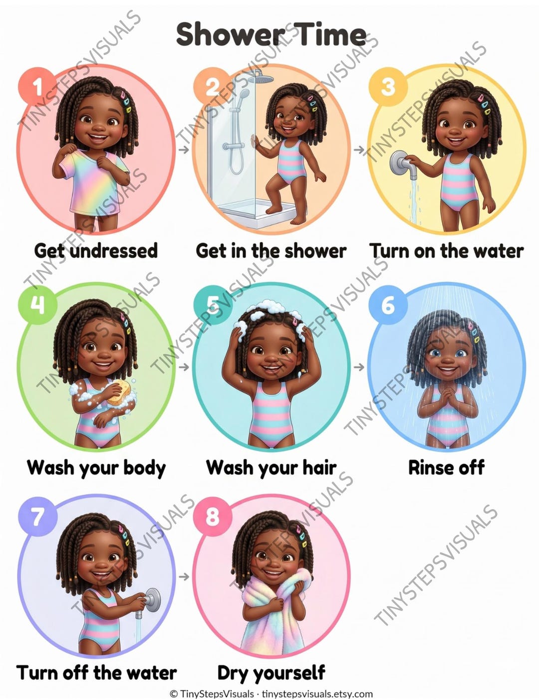 Shower Icon Child Routine Printable SHOWER ROUTINE Poster | Visual Step by Step Chart | Autism ...
