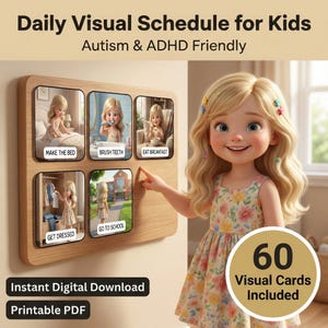 Visueel schema autisme ADHD | 60 dagkaarten voor kinderen | Afdrukbare pdf