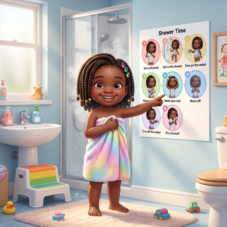 Shower Icon Child Routine Printable SHOWER ROUTINE Poster | Visual Step by Step Chart | Autism ...
