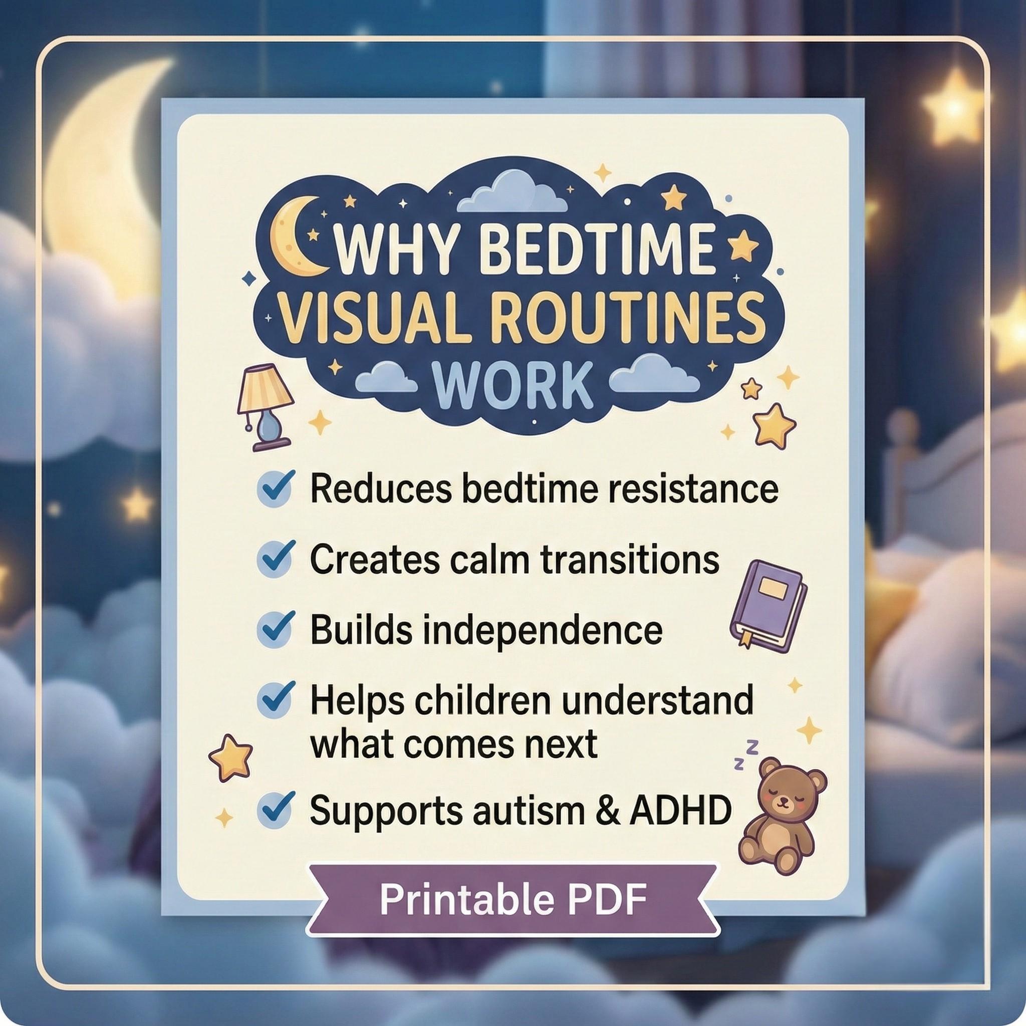 Bedtime Visual Schedule | Autism ADHD Kids | 18 Routine Cards ...