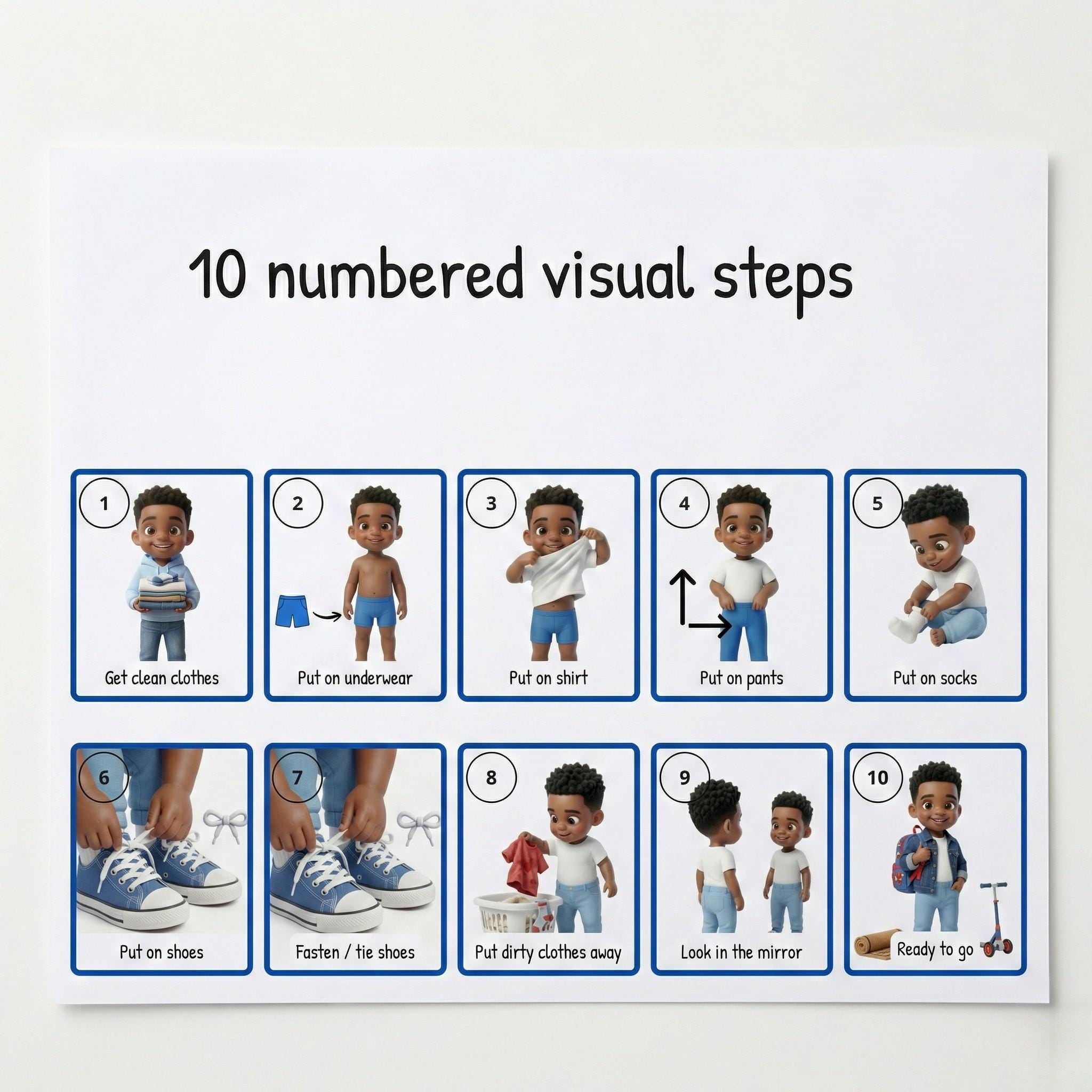 Getting Dressed Step by Step Visual Routine for Boys | Autism ADHD ...