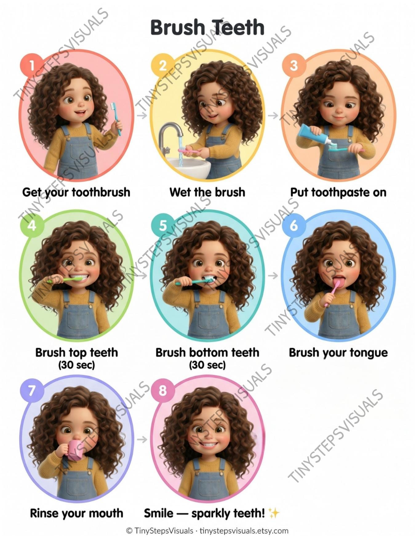 Brush Teeth Routine Poster PRINTABLE | Visual Schedule Autism ADHD ...